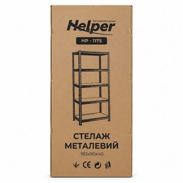 Стеллаж разборной складский Helper HP-1175 183&times;90&times;40 см до 875 кг 5 полок металлический стеллаж полочный для инструментов HP - 1175 фото